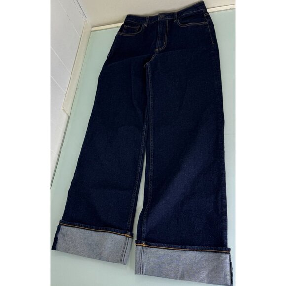 Rails The Getty High Rise Wide Leg Jeans Women's 27 Midnight Blues Cuffed - Picture 2 of 11